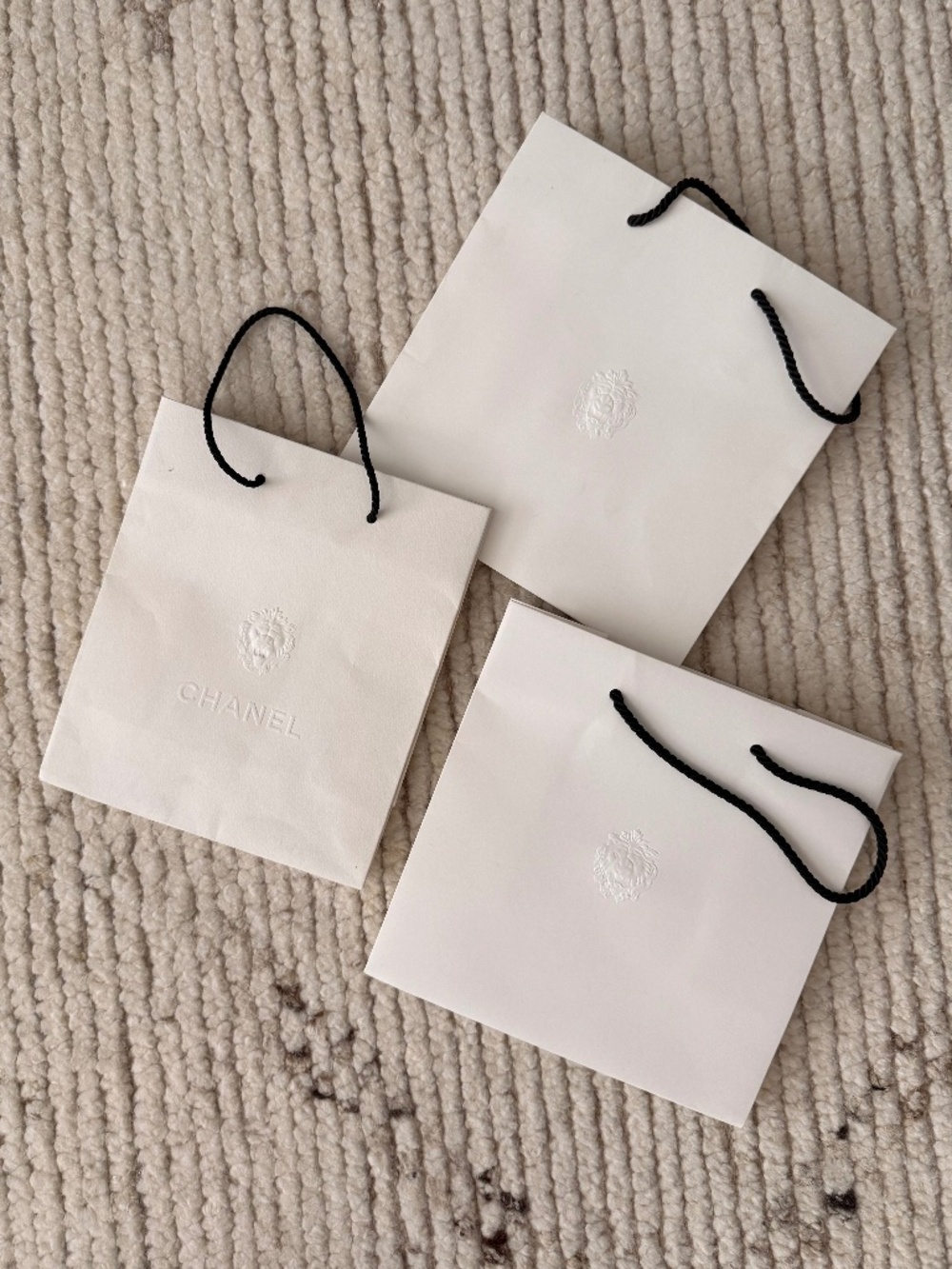 Authentic CHANEL White Shopping Bags